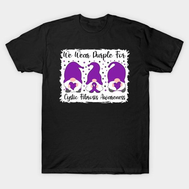 We Wear Purple For Cystic Fibrosis Awareness T-Shirt by Geek-Down-Apparel